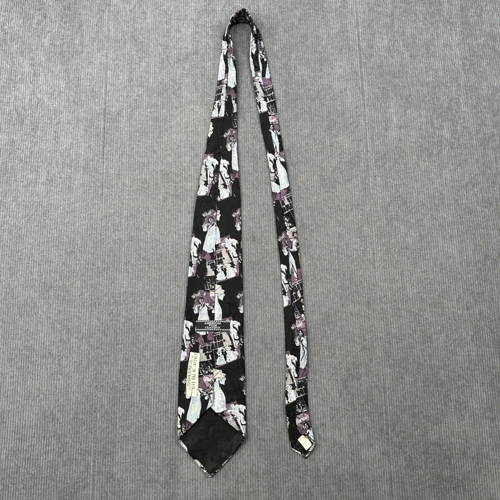 Vintage 1992 Singin in the Rain Silk Tie American Film Classic Movie Promo Black